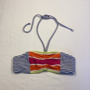 Roxy Blue & White Striped Bikini Top Sz S | Colorful Bandeau Swim Top